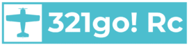 321GO! RC aviation logo with teal airplane icon and bold Montserrat lettering